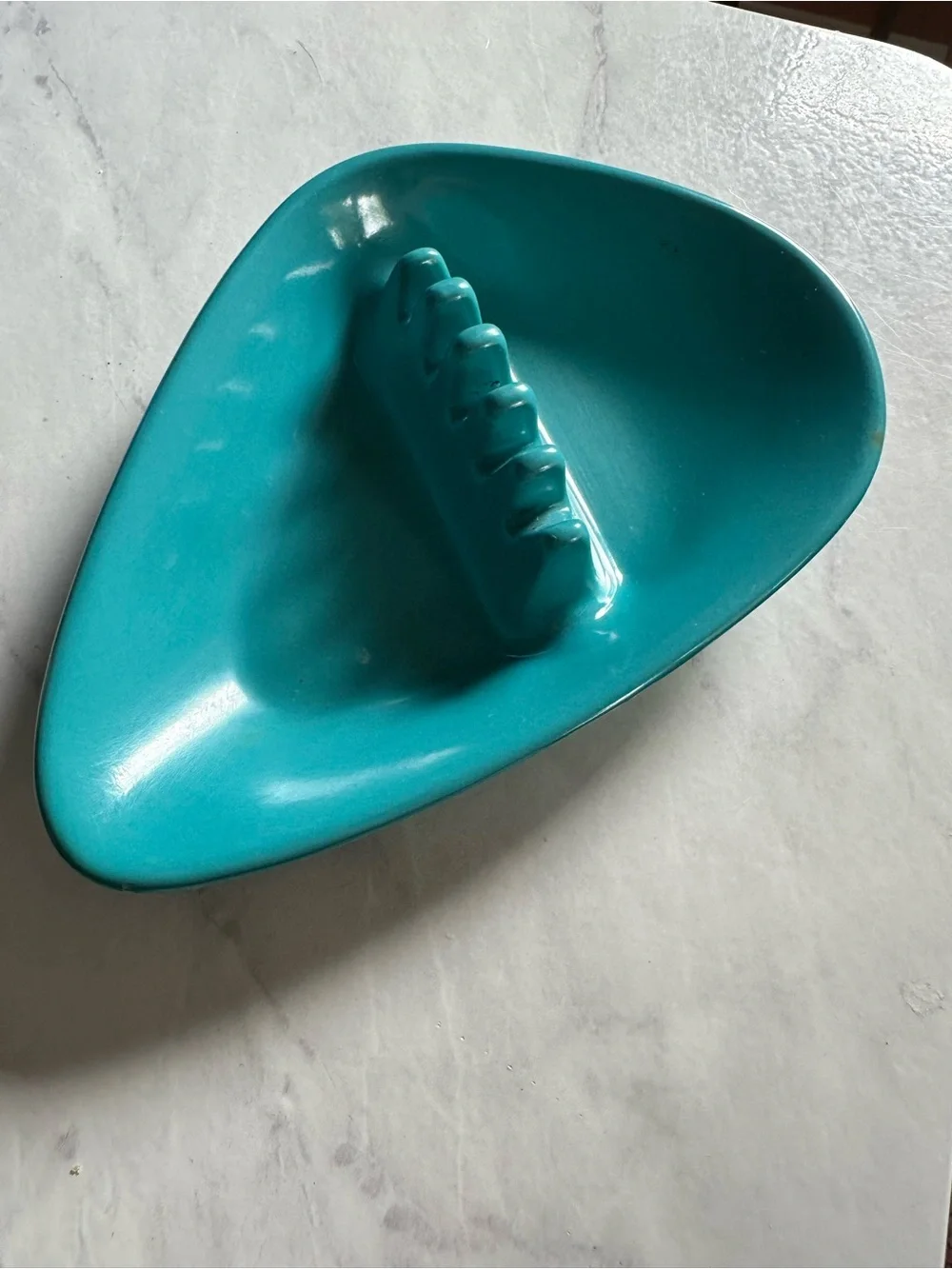 Anholt Vintage Ashtray turquoise Boomerang Melamine MCM Kitsch plastic